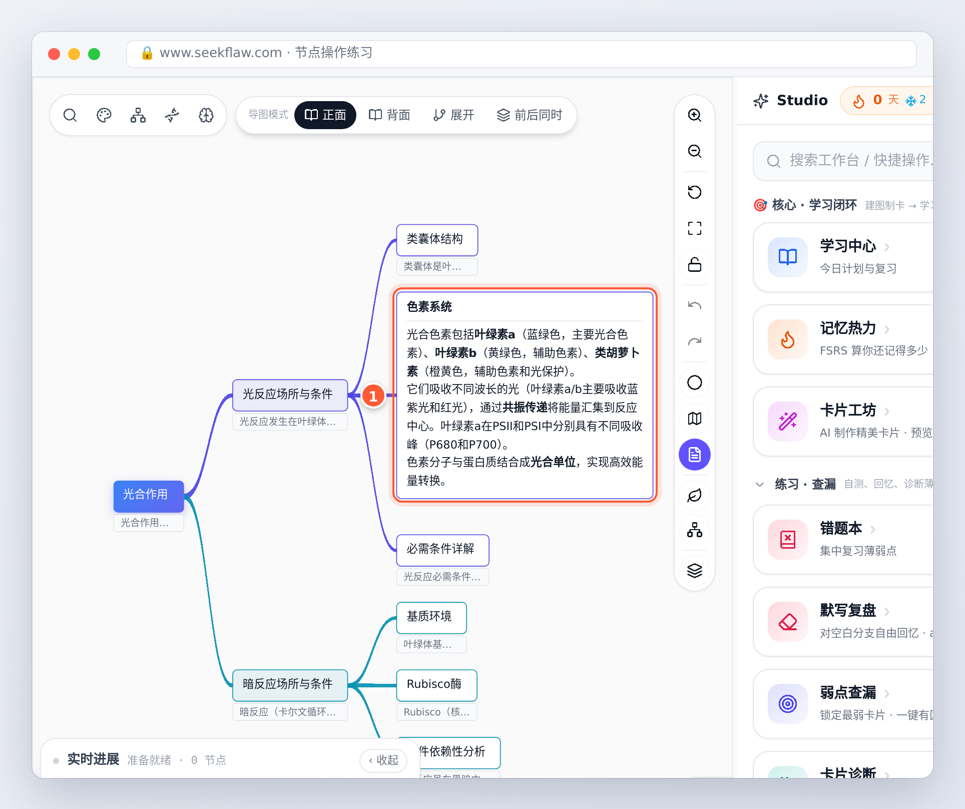 正面模式下，单独把「色素系统」展开成前后同时