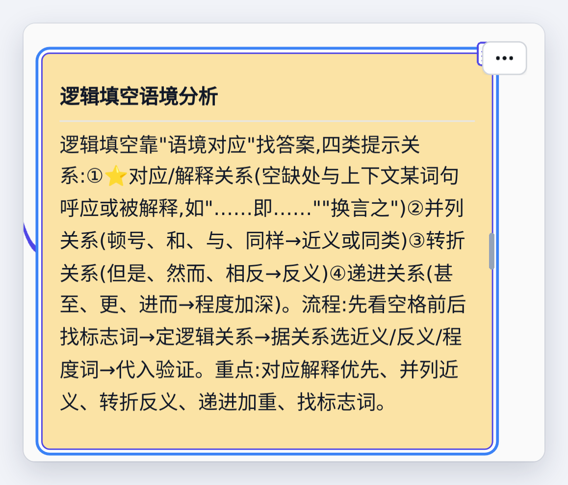 点开一个节点：背面是这个考点的讲义