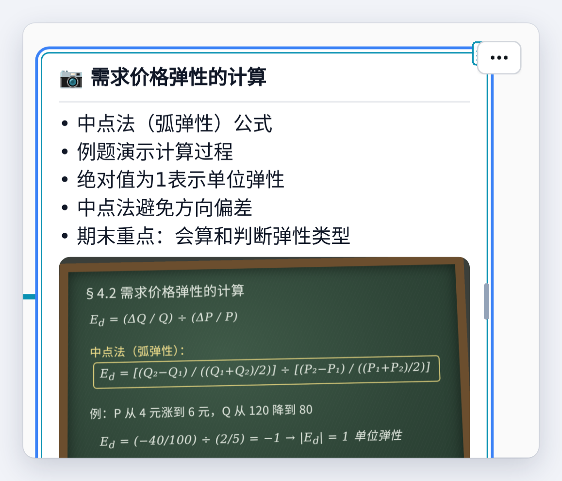 归位后的节点：标题、要点和原始板书照片