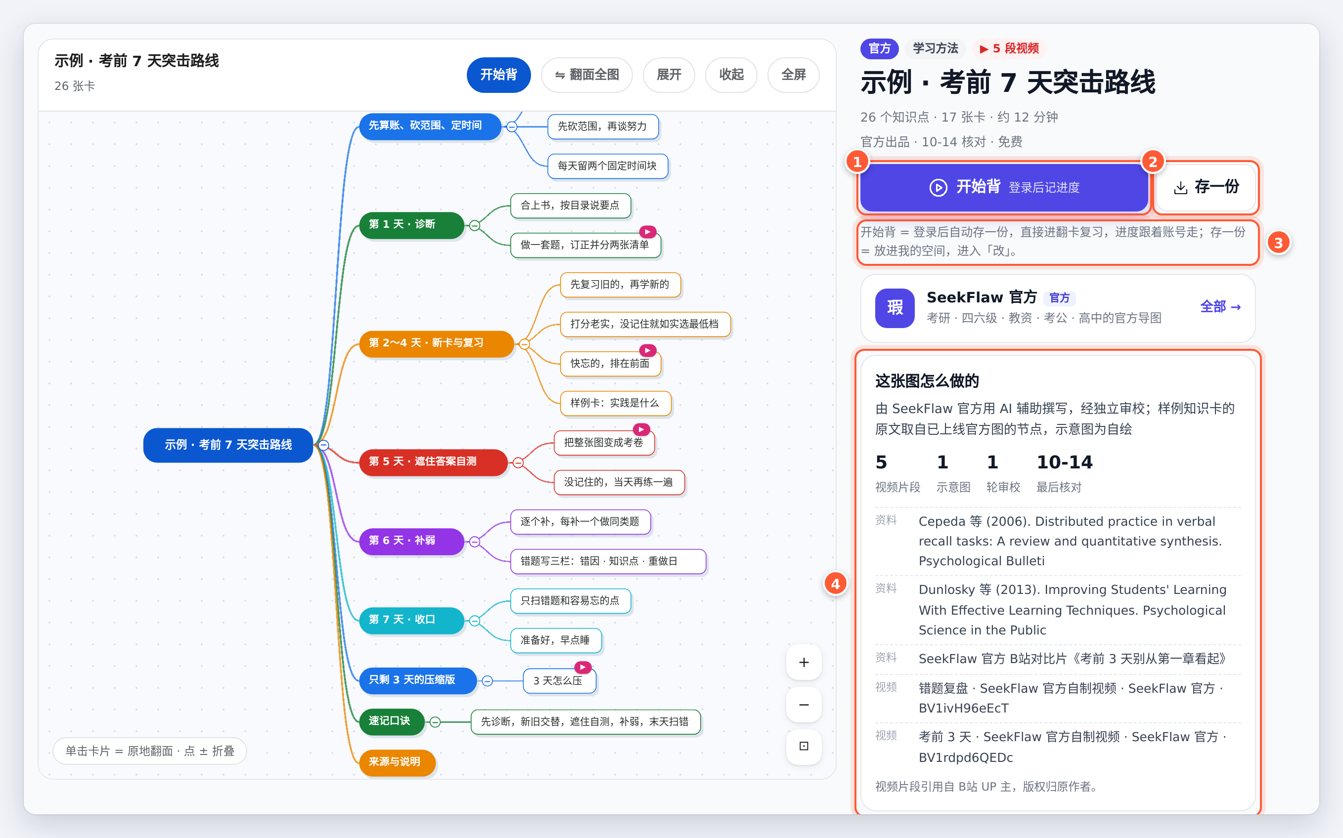 分享页：开始背、存一份、两行说明和这张图怎么做的
