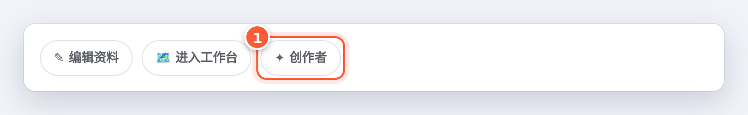 个人主页的资料区：编辑资料、进入工作台和「✦ 创作者」