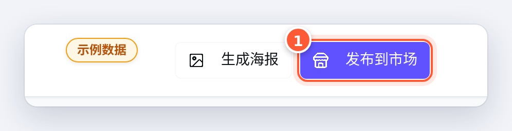 自己的分享页顶栏右侧（示例数据，这条是「仅链接可见」）：「生成海报」旁边的「发布到市场」